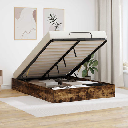 vidaXL Ottoman Bed Frame Smoked Oak 140 x 200 cm Engineered Wood 1