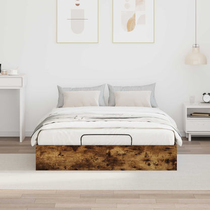 vidaXL Ottoman Bed Frame Smoked Oak 140 x 200 cm Engineered Wood 4