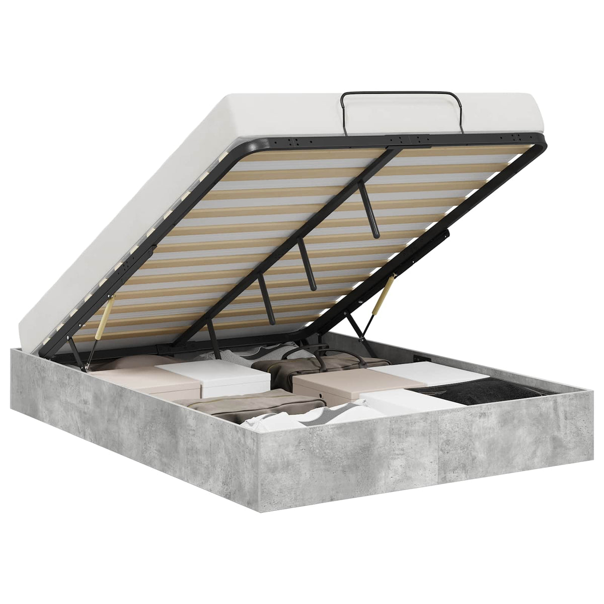 vidaXL Ottoman Bed Frame Concrete Grey 120 x 200 cm Engineered Wood 2