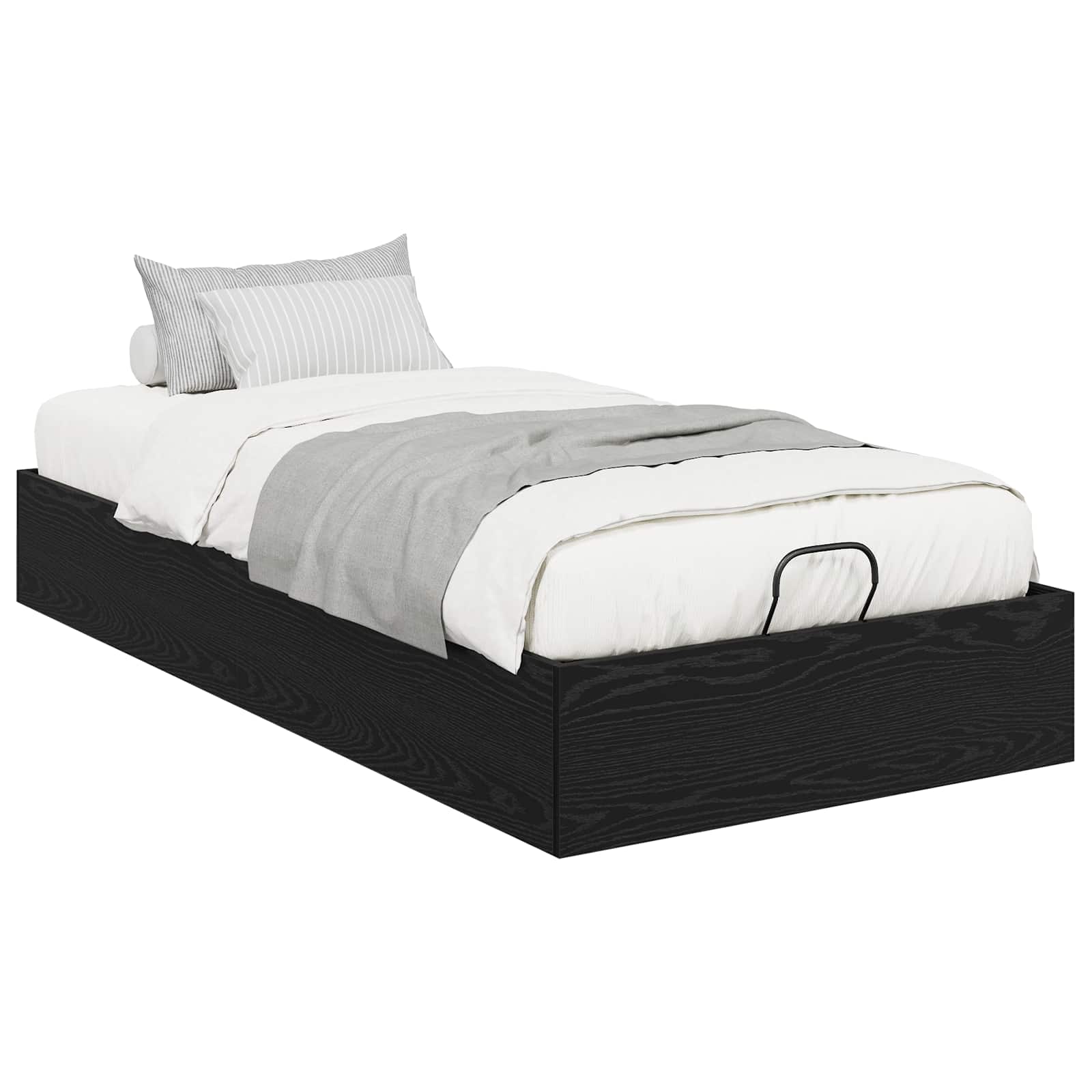 vidaXL Ottoman Bed Frame Black Oak 203 x 90 x 25 cm Engineered Wood 3