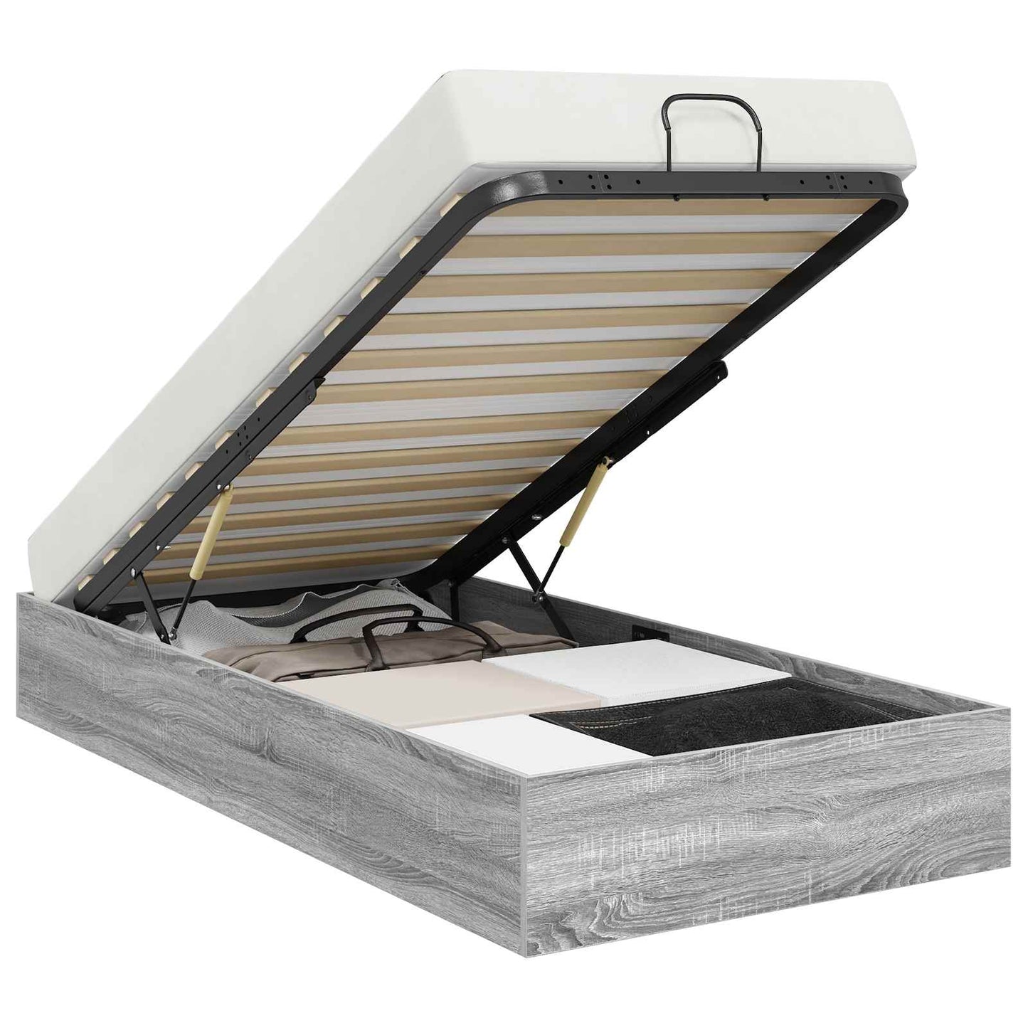 vidaXL Ottoman Bed Frame Grey Sonoma 203 x 90 x 25 cm Engineered Wood 2