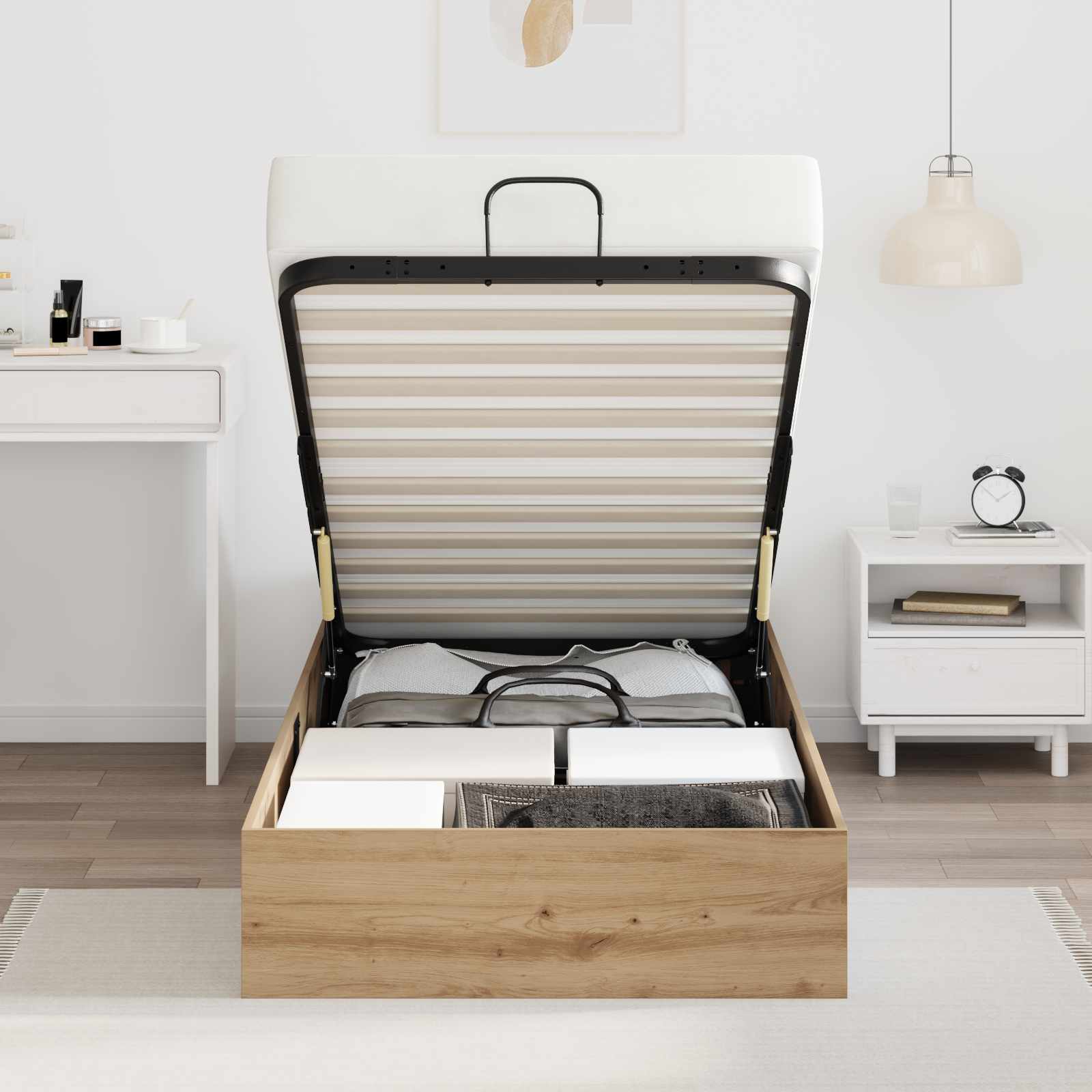 vidaXL Ottoman Bed Frame Artisan Oak 90 x 200 cm Engineered Wood 4