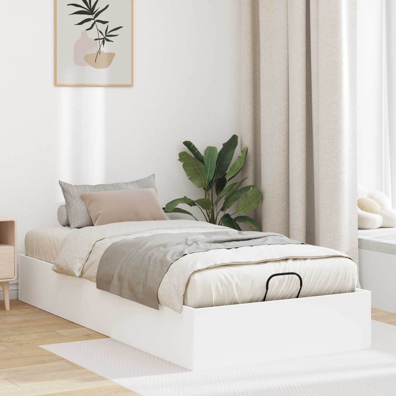 vidaXL Ottoman Bed Frame White 80.5 x 200 cm Engineered Wood 1
