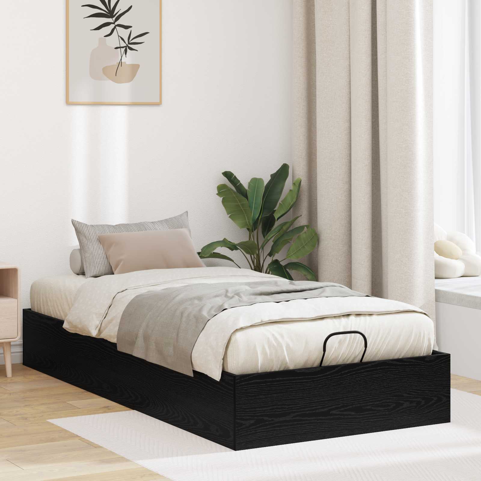 vidaXL Ottoman Bed Frame Black Oak 80.5 x 200 cm Engineered Wood 1