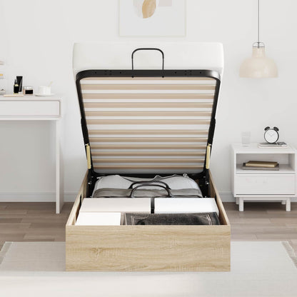 vidaXL Ottoman Bed Frame Sonoma Oak 80.5 x 200 cm Engineered Wood 4