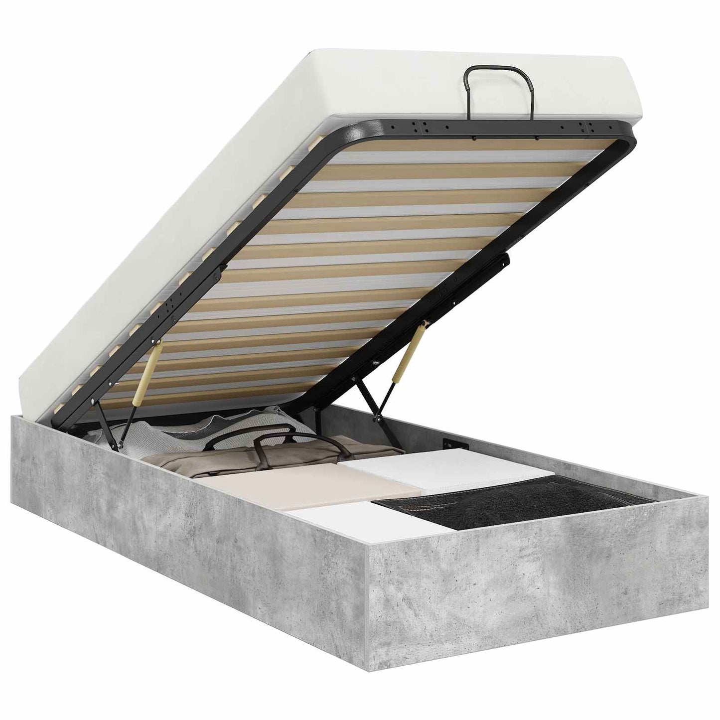 vidaXL Ottoman Bed Frame Concrete Grey 80.5 x 200 cm Engineered Wood 2