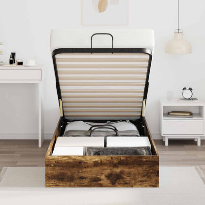 vidaXL Ottoman Bed Frame Smoked Oak 80.5 x 200 cm Engineered Wood 4