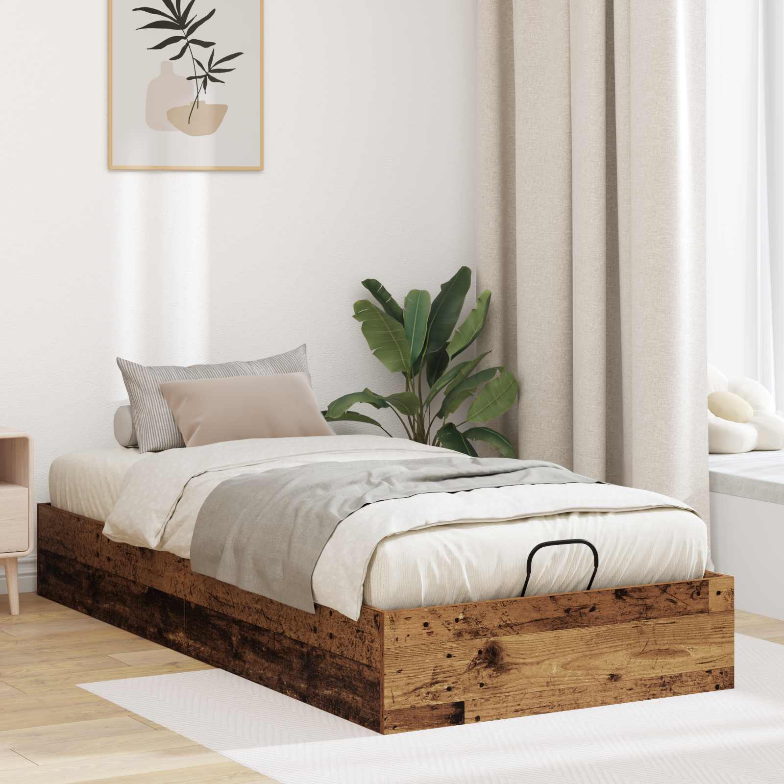 vidaXL Ottoman Bed Frame Old Wood 80.5 x 200 cm Engineered Wood 1
