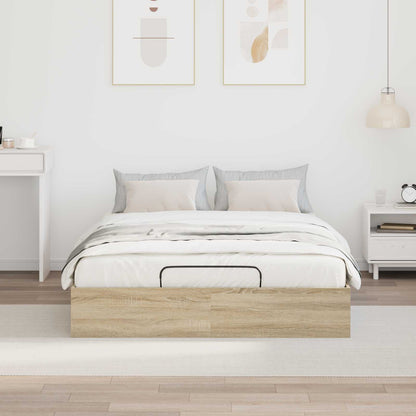 vidaXL Ottoman Bed Frame Sonoma Oak 140 x 190 cm Engineered Wood 4