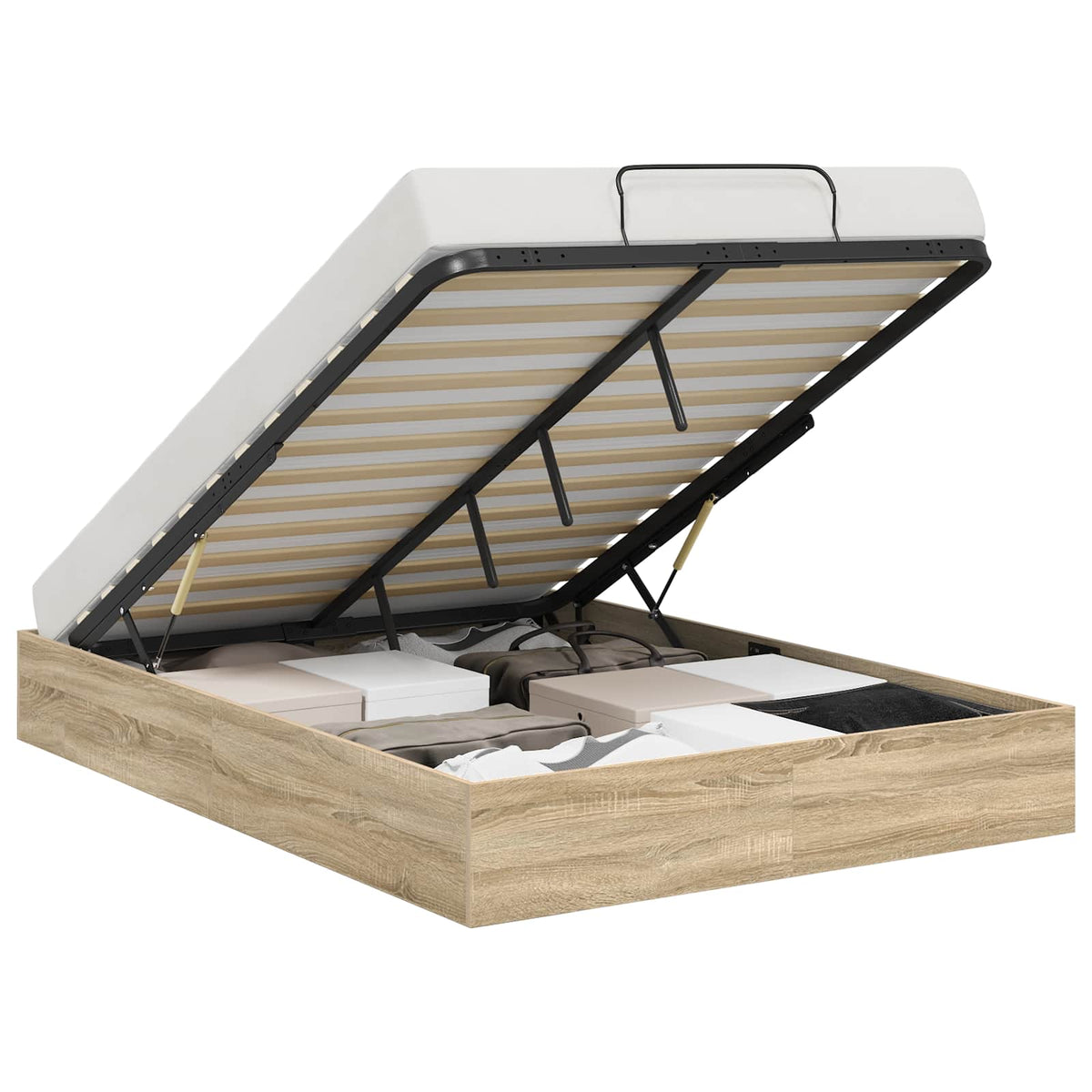 vidaXL Ottoman Bed Frame Sonoma Oak 140 x 190 cm Engineered Wood 2