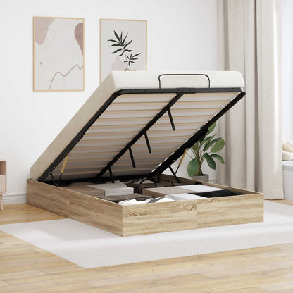 vidaXL Ottoman Bed Frame Sonoma Oak 135 x 190 cm Engineered Wood 1