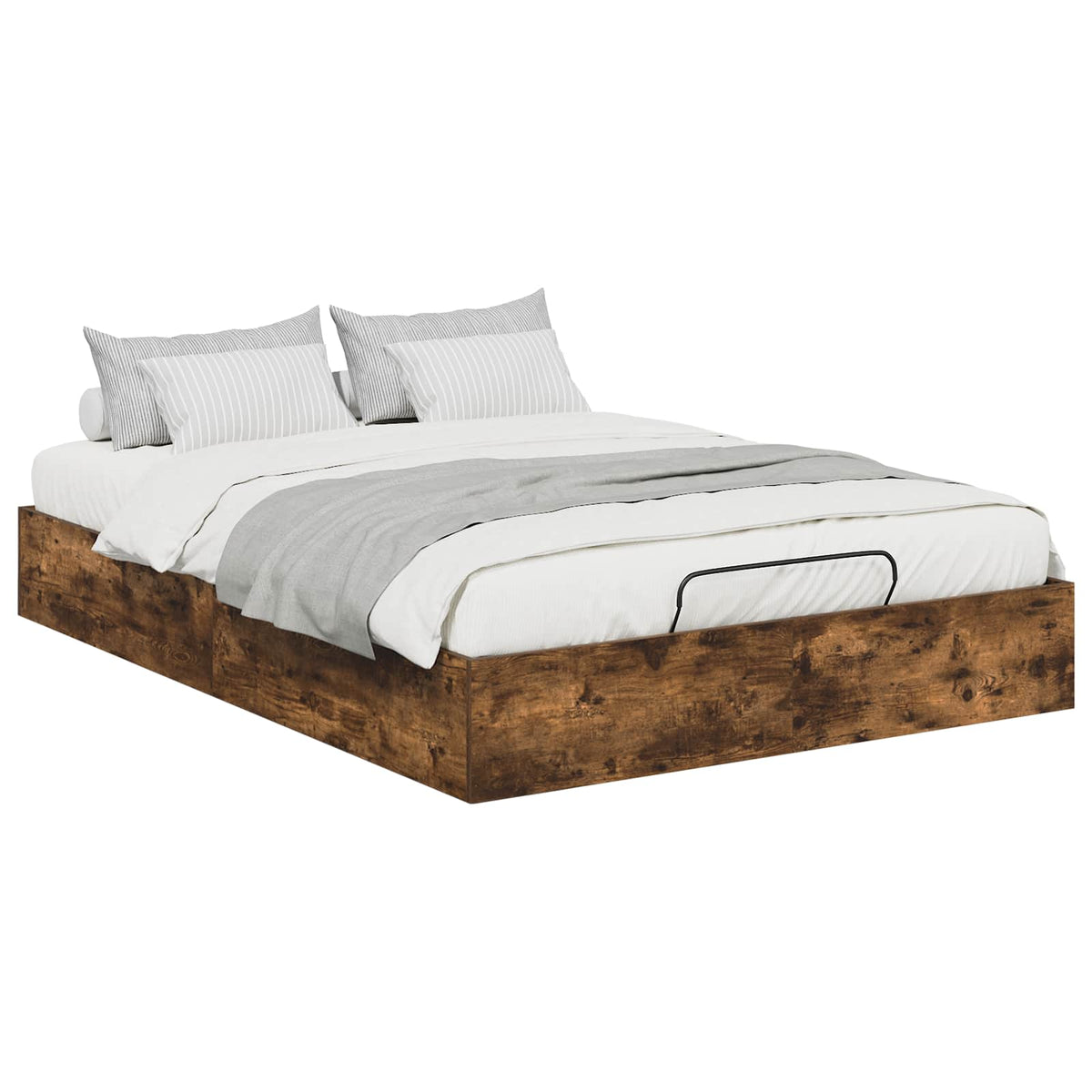 vidaXL Ottoman Bed Frame Smoked Oak 120 x 200 cm Engineered Wood 3