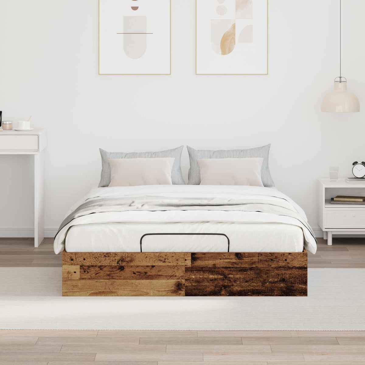vidaXL Ottoman Bed Frame Old Wood 120 x 200 cm Engineered Wood 4
