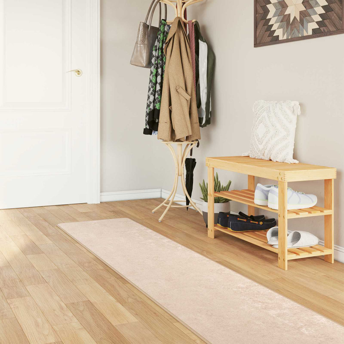 Rug Runner MARSA Polyester and PVC Cream 50 x 100 cm – 100 x 250 cm 50 x 350 cm