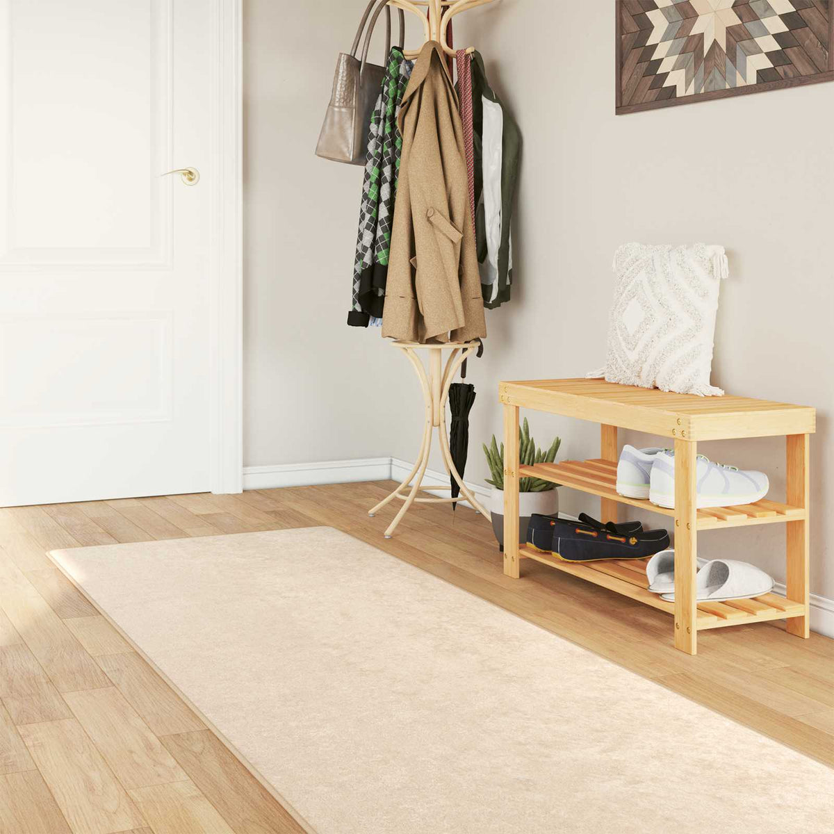 Rug Runner MARSA Polyester PVC Cream