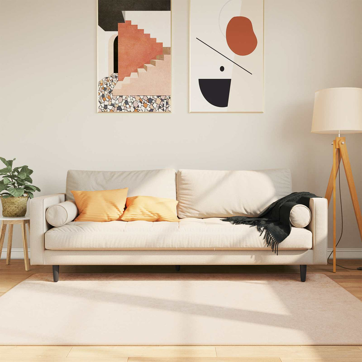 Rug Runner MARSA Polyester and PVC Cream 100 x 300 cm – 300 x 400 cm 120 x 170 cm