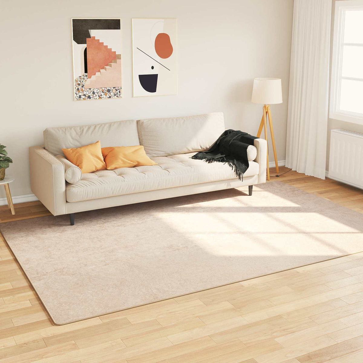 Rug Runner MARSA Polyester and PVC Cream 100 x 300 cm – 300 x 400 cm 190 x 300 cm