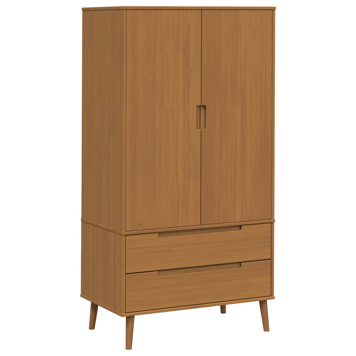 Wardrobe "MOLDE" 90x55x175 cm Solid Wood Pine Caramel