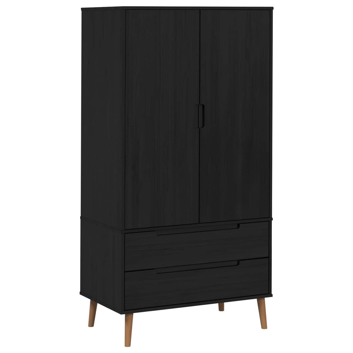 Wardrobe "MOLDE" 90x55x175 cm Solid Wood Pine Black