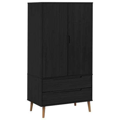 Wardrobe "MOLDE" 90x55x175 cm Solid Wood Pine Black