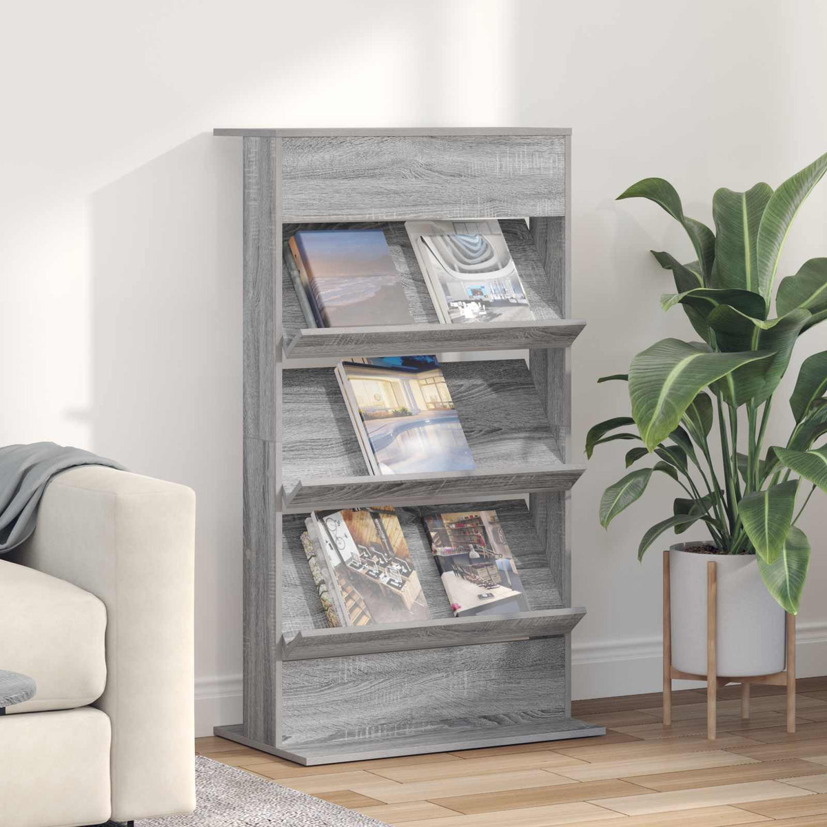 Magazine Rack Engineered Wood Grey sonoma 70 x 41 x 126 cm