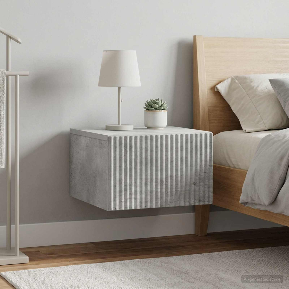 Wall-Mounted Bedside Cabinet 33 x 34.5 x 20 cm Concrete grey
