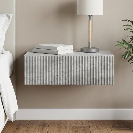 Wall-Mounted Side Table Engineered Wood Concrete grey 59 x 34.5 x 17 cm