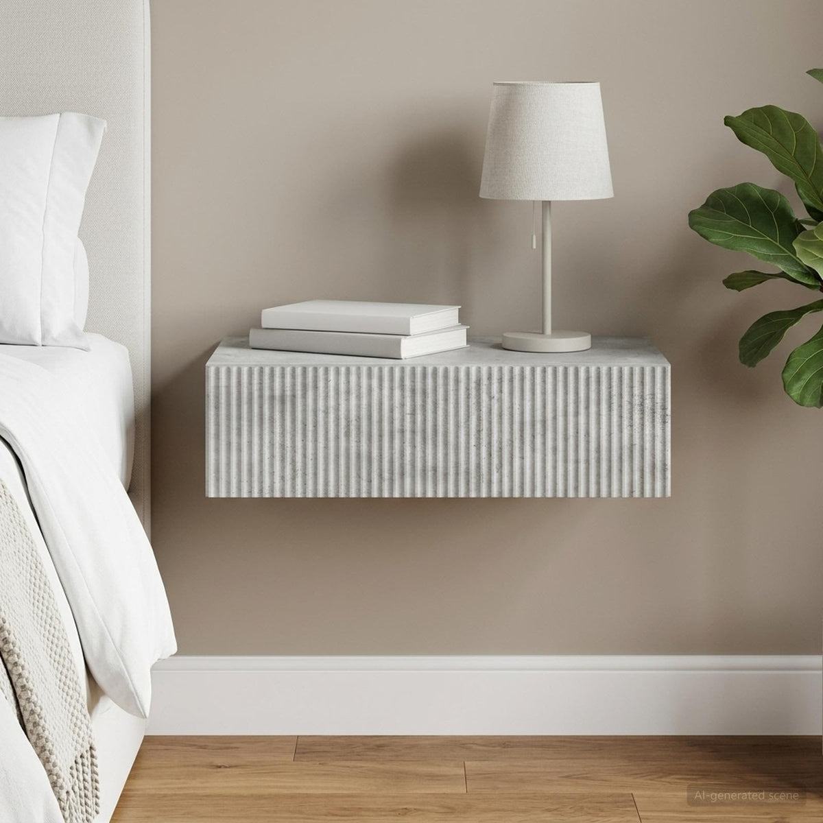 Wall-Mounted Side Table Engineered Wood Concrete grey 87.5 x 34.5 x 17 cm