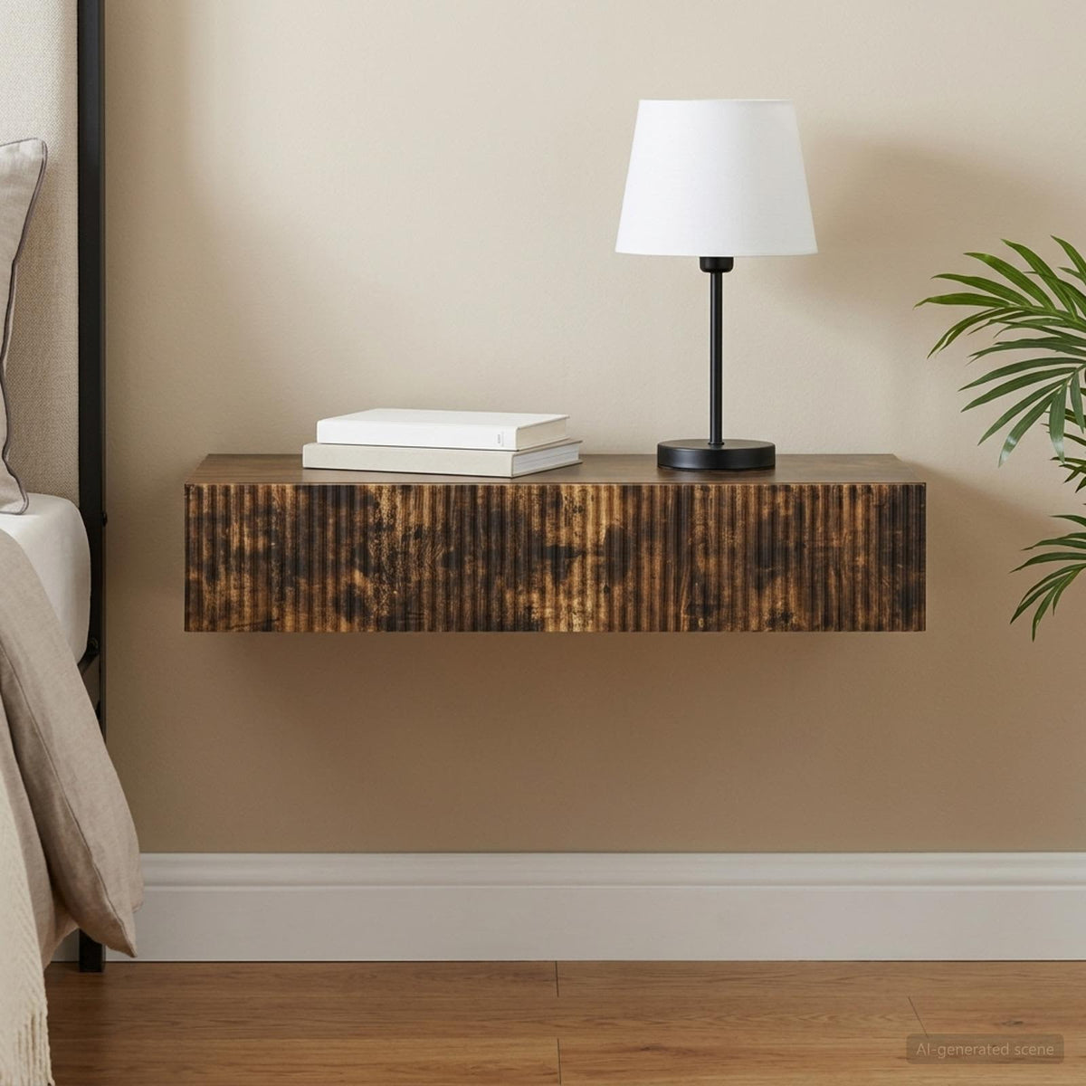 Wall-Mounted Side Table Engineered Wood Smoked oak 87.5 x 34.5 x 17 cm