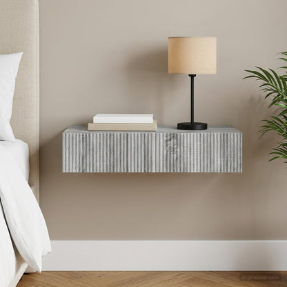 Wall-Mounted Side Table Engineered Wood Grey sonoma 87.5 x 34.5 x 17 cm