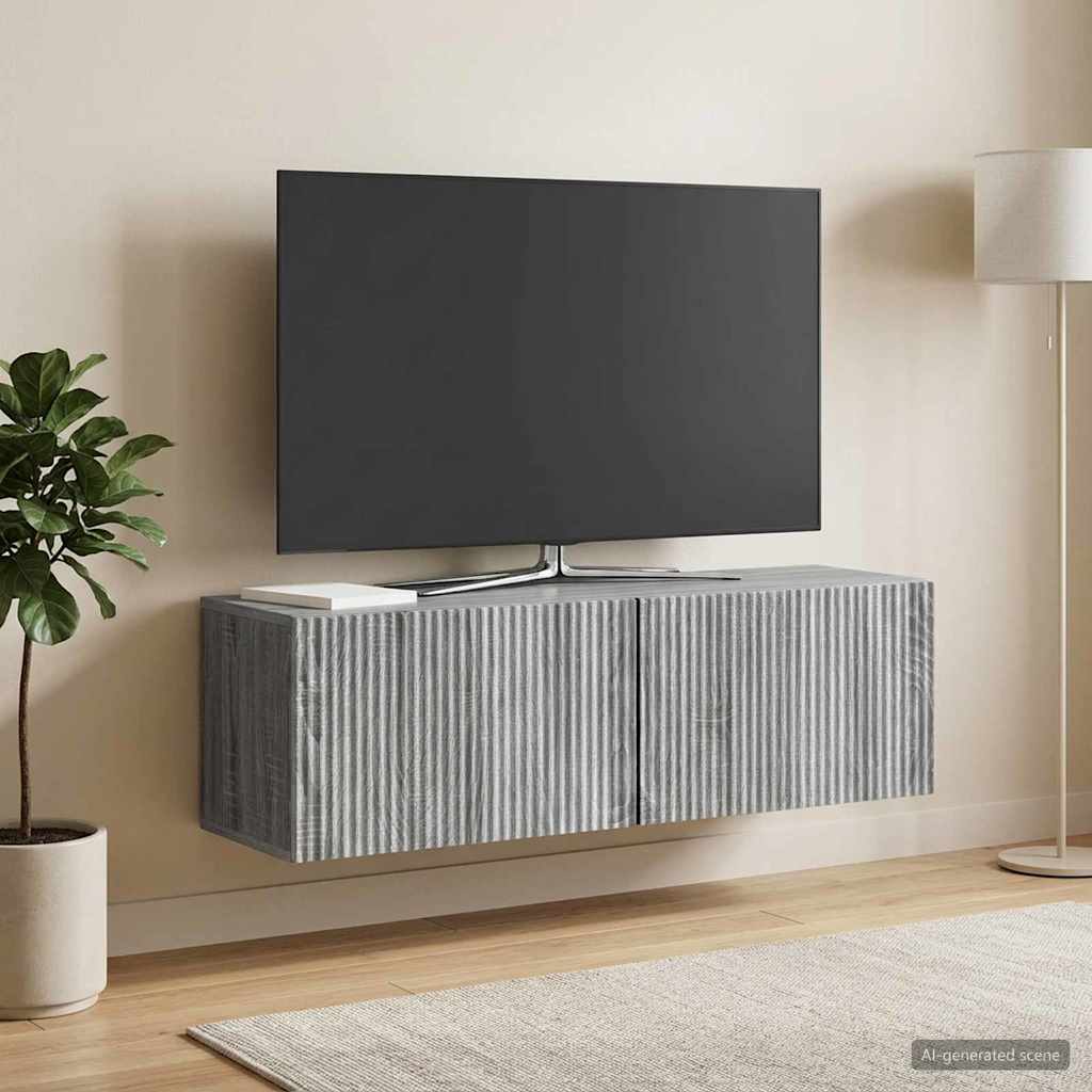 Wall-Mounted TV Cabinet 98 x 31 x 30 cm Grey sonoma