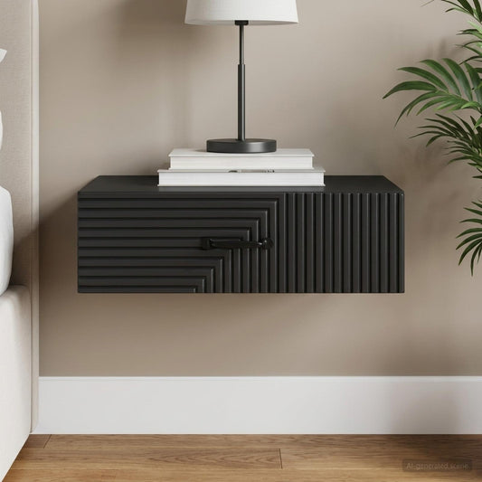 Wall-Mounted Side Table 59 x 34.5 x 17 cm Engineered Wood Black 59 cm