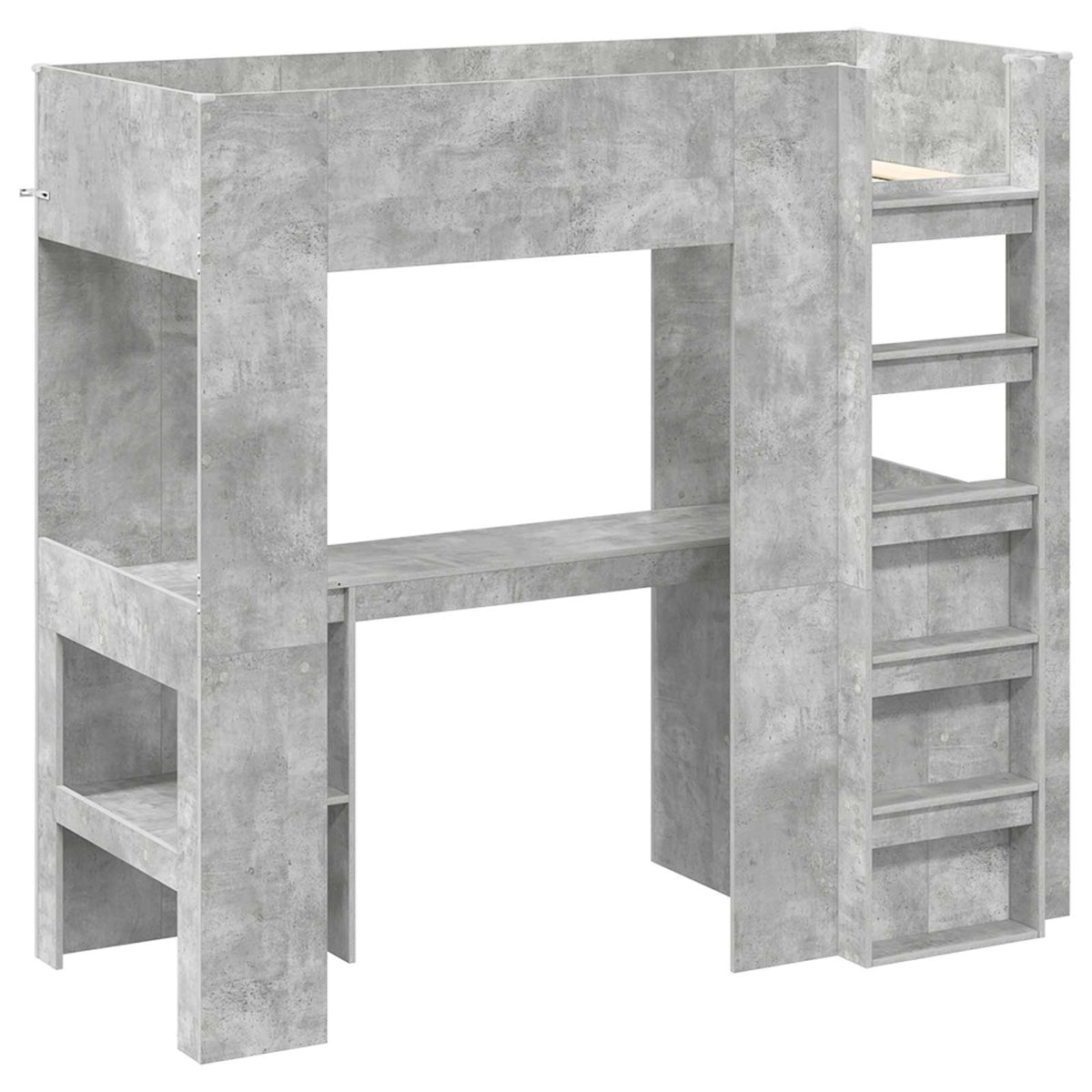 vidaXL Loft Bed Frame with Desk with Shelf Concrete Grey 75 x 190 cm 4