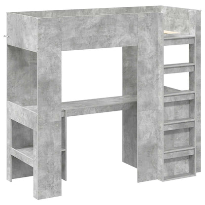 vidaXL Loft Bed Frame with Desk with Shelf Concrete Grey 75 x 190 cm 4