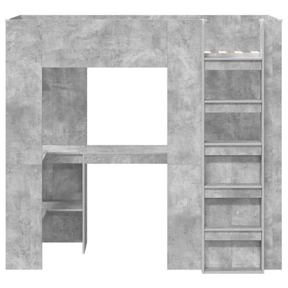 vidaXL Loft Bed Frame with Desk with Shelf Concrete Grey 75 x 190 cm 5