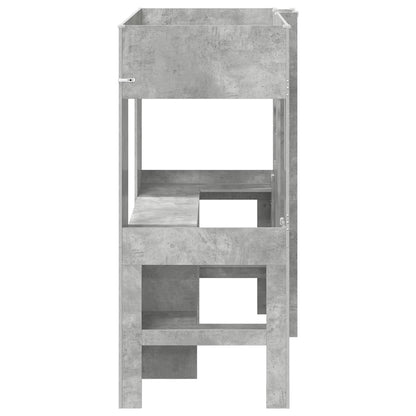 vidaXL Loft Bed Frame with Desk with Shelf Concrete Grey 75 x 190 cm 6