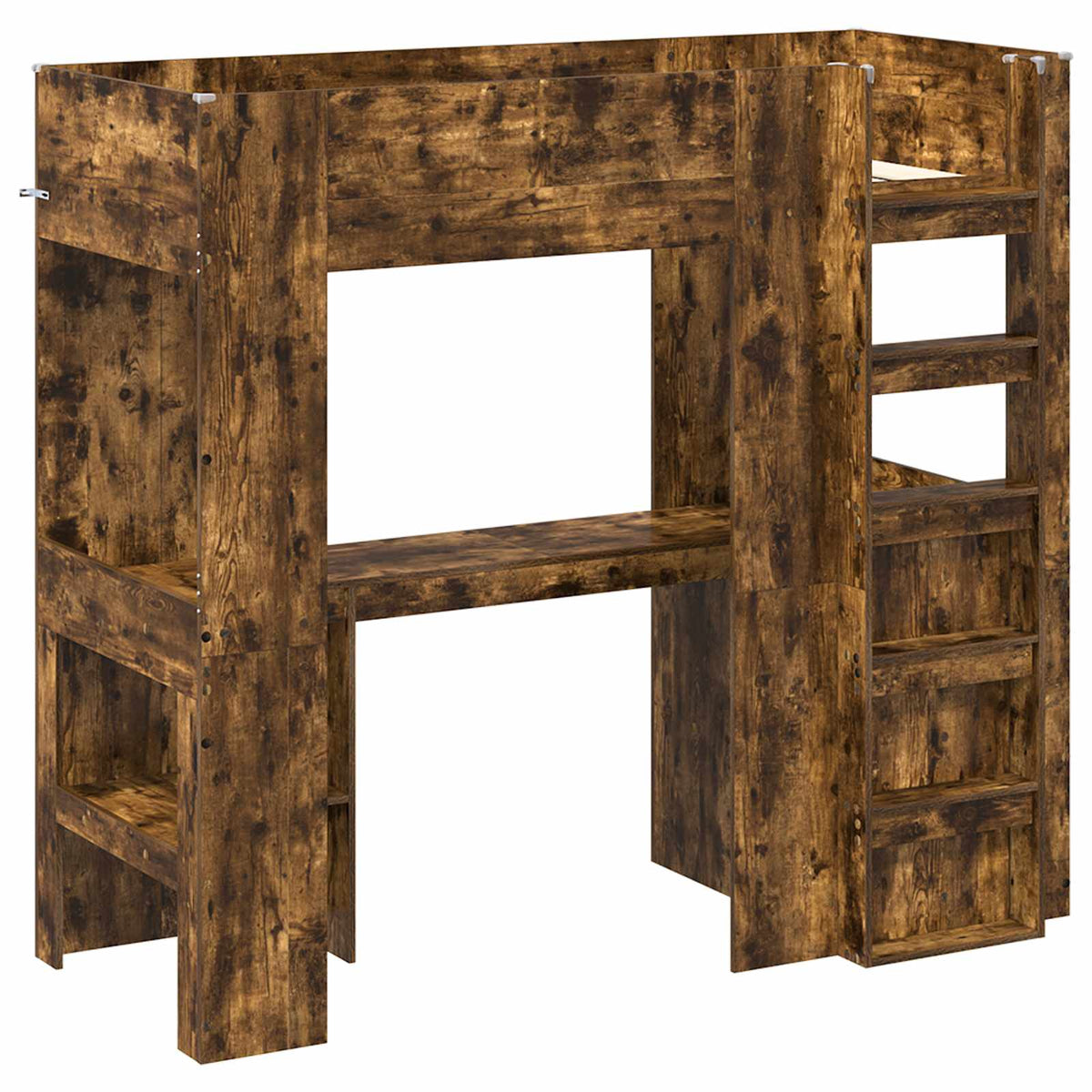 vidaXL Loft Bed Frame with Desk Smoked Oak 75 x 190 cm Engineered Wood 4