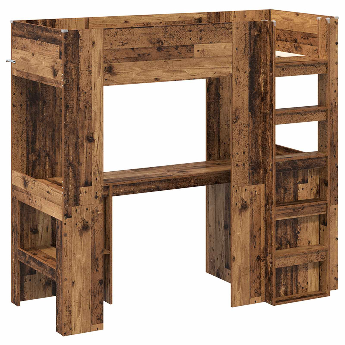 vidaXL Loft Bed Frame with Desk Old Wood 75 x 190 cm Engineered Wood 4