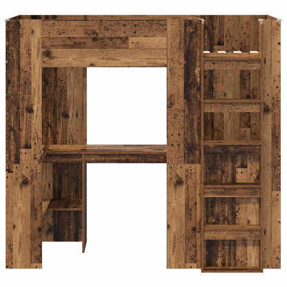 vidaXL Loft Bed Frame with Desk Old Wood 75 x 190 cm Engineered Wood 5