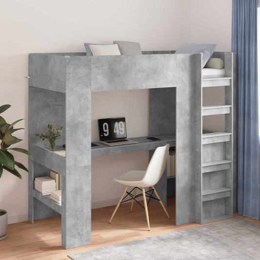 Loft Bed Frame Desk Length Concrete grey