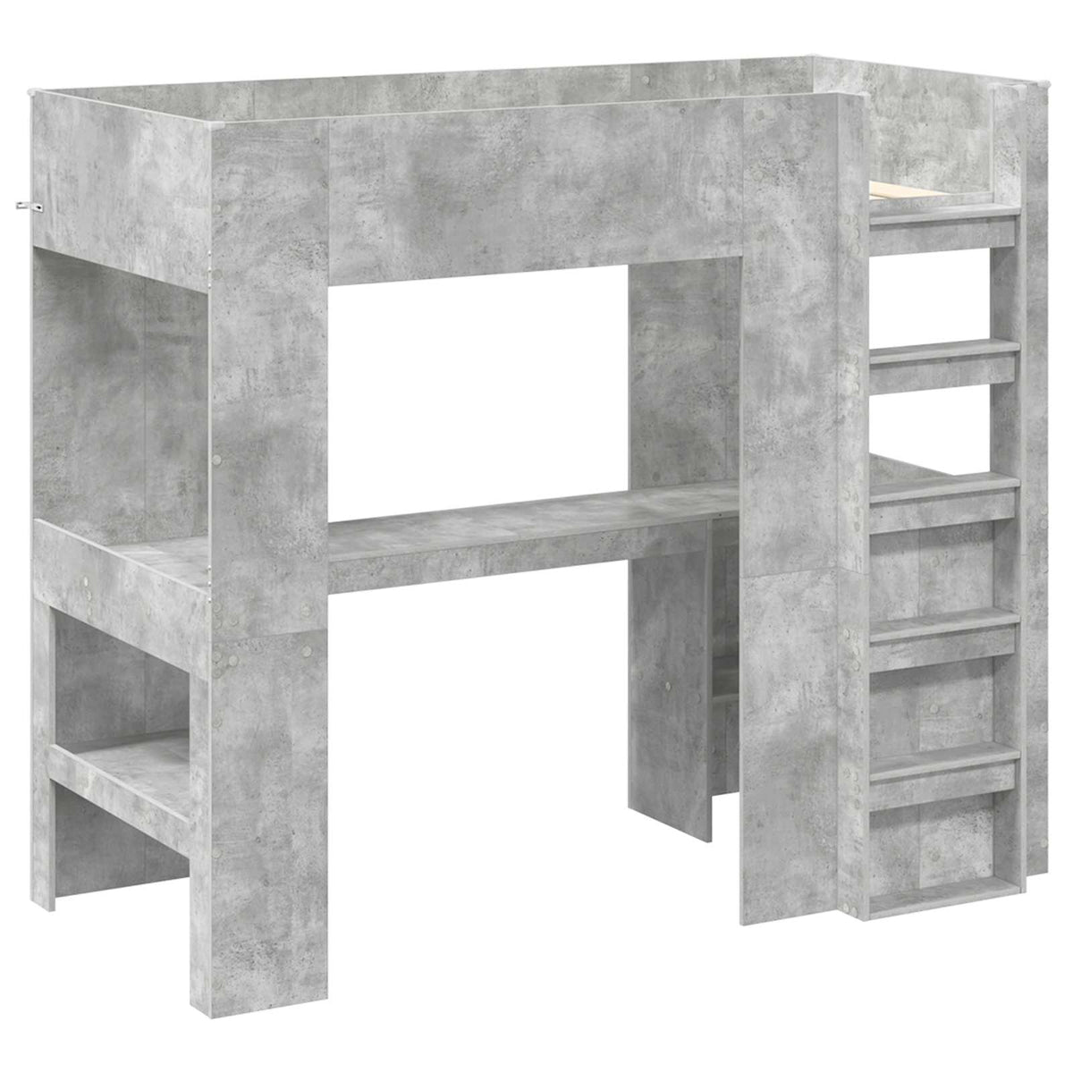 vidaXL Loft Bed Frame with Desk with Shelf Concrete Grey 90 x 190 cm 4