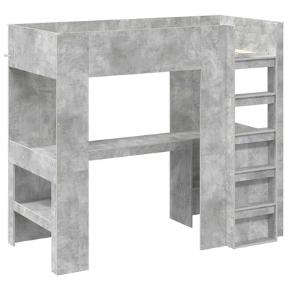 vidaXL Loft Bed Frame with Desk with Shelf Concrete Grey 90 x 190 cm 4