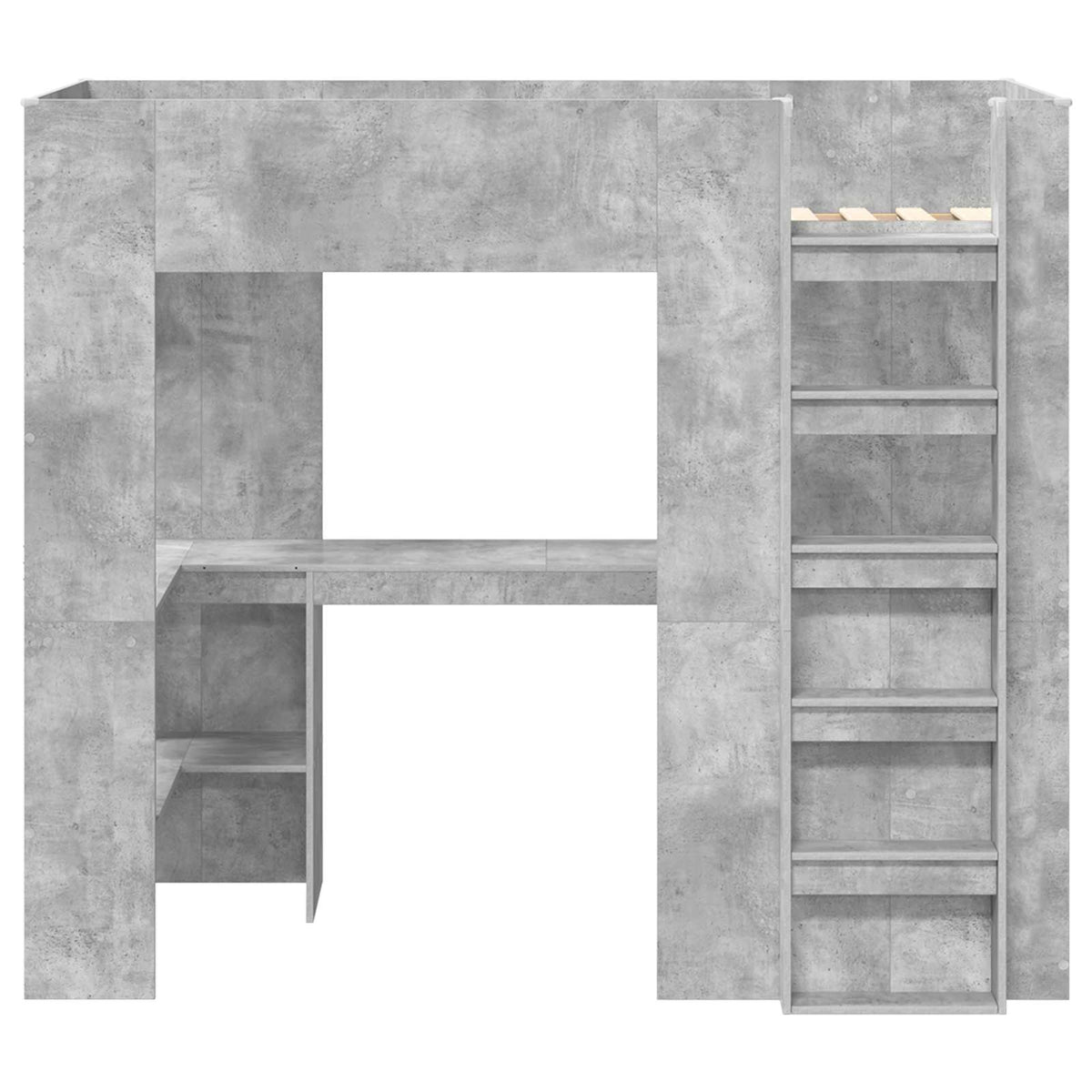 vidaXL Loft Bed Frame with Desk with Shelf Concrete Grey 90 x 190 cm 5
