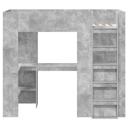 vidaXL Loft Bed Frame with Desk with Shelf Concrete Grey 90 x 190 cm 5