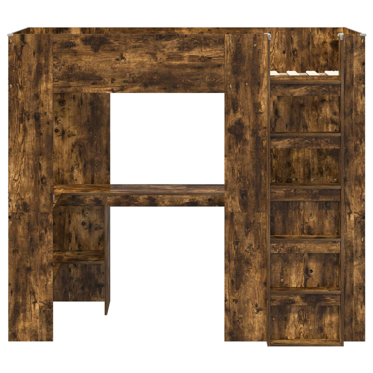 vidaXL Loft Bed Frame with Desk Smoked Oak 90 x 190 cm Engineered Wood 5