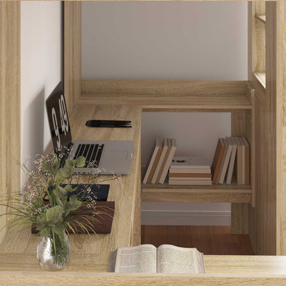 vidaXL Loft Bed Frame with Desk Sonoma Oak 80 x 200 cm Engineered Wood 3