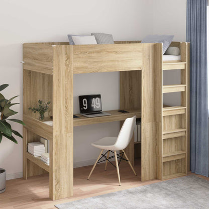 vidaXL Loft Bed Frame with Desk Sonoma Oak 80 x 200 cm Engineered Wood 1