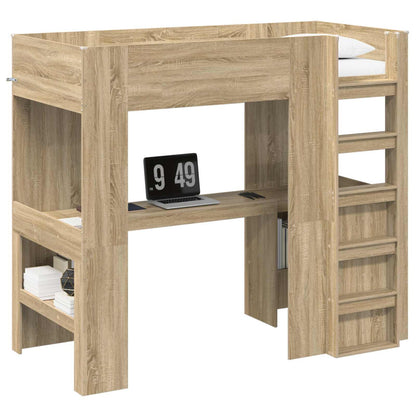 vidaXL Loft Bed Frame with Desk Sonoma Oak 80 x 200 cm Engineered Wood 2