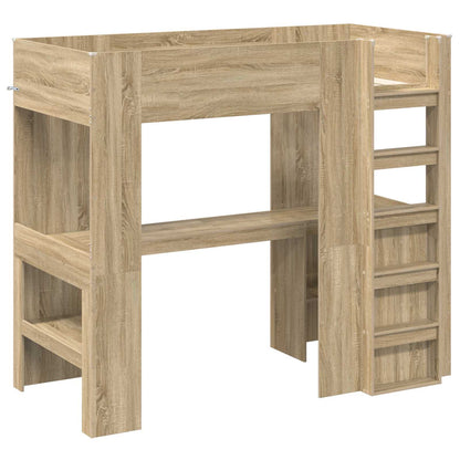 vidaXL Loft Bed Frame with Desk Sonoma Oak 80 x 200 cm Engineered Wood 4