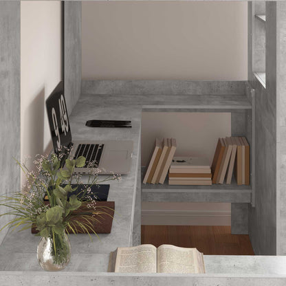 vidaXL Loft Bed Frame with Desk with Shelf Concrete Grey 80 x 200 cm 3